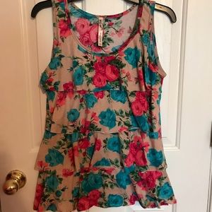 Floral Ruffle Tiered Tank Top